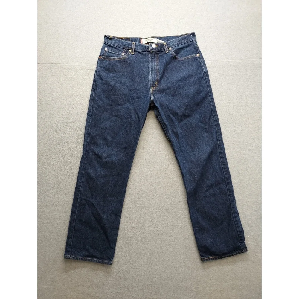 Levis Men Denim Jeans 36 Blue Zip Button 5 Pockets High Rise Straight Outdoor